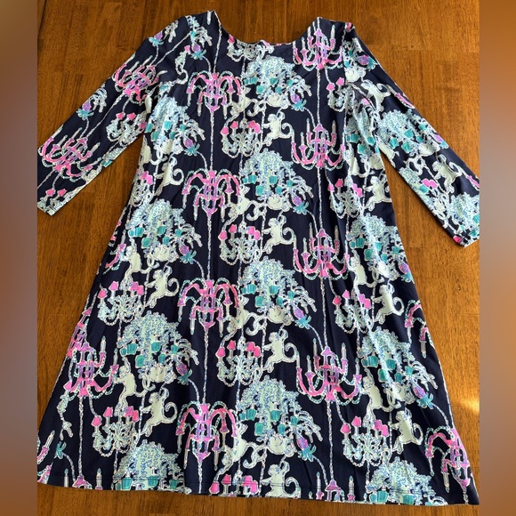 Lilly Pulitzer Ophelia Dress SZ S Bright Navy Pop Up Monkey Trouble - Picture 8 of 16